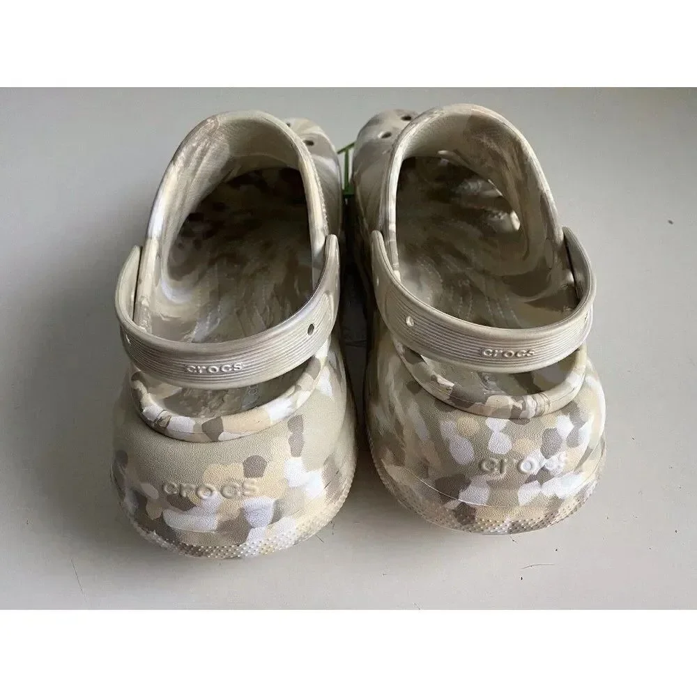 CROCS Classic CRUSH MARBLED Platform CLOG 208265-2Y3 Bone Men’s Sz 13 NEW‎